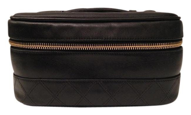 Chanel Cosmetic Black Leather WeekendTravel Bag
