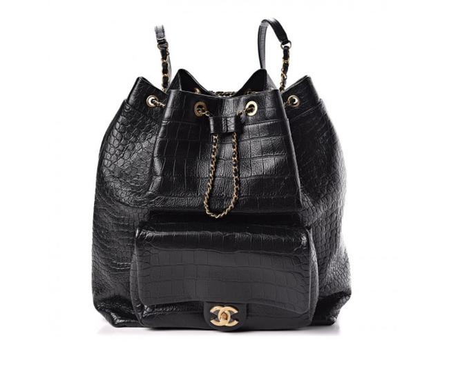 Chanel Crocodile Embossed Calfskin Large 2019 Black Backpack