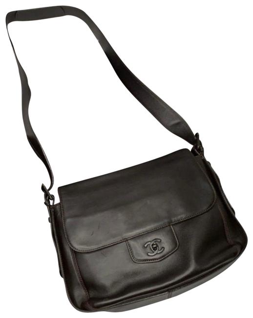 Chanel Dark Brown Leather Messenger Bag