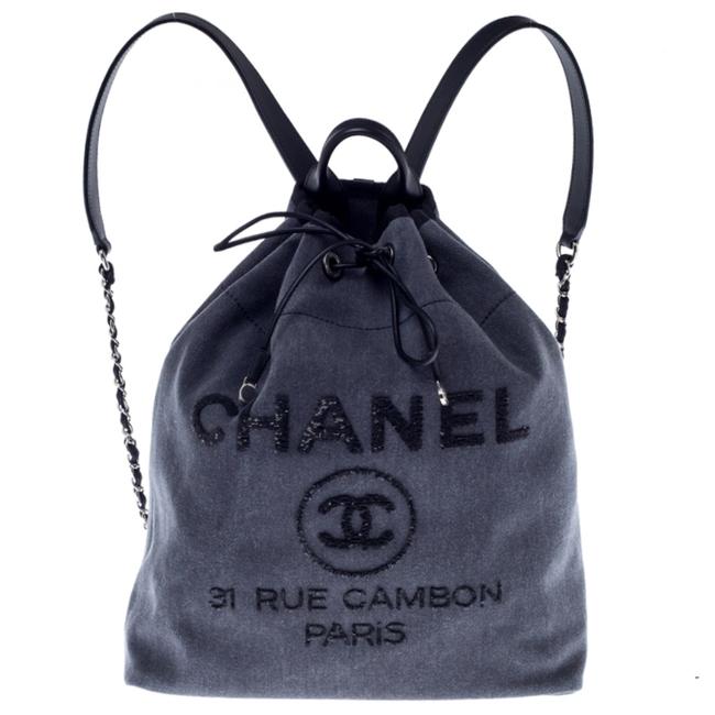 Chanel Deauville Grey Canvas Backpack