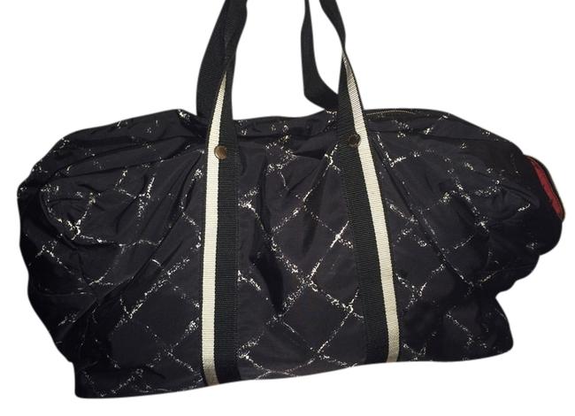 Chanel Duffle Diamond Stitch Black Nylon WeekendTravel Bag