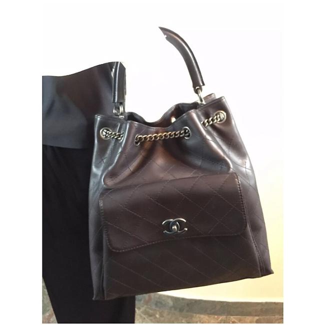 Chanel Drawstring Bag Urban Luxury 94305 Black Calfskin Leather Backpack