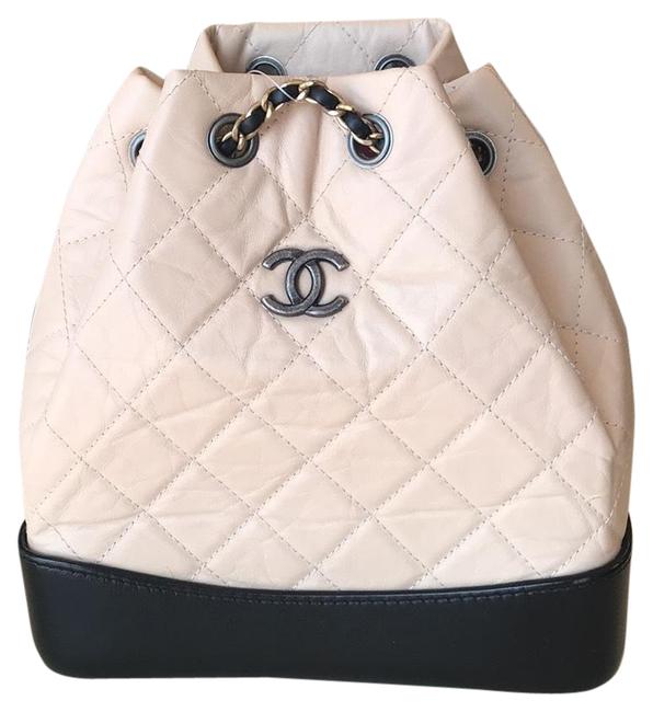 Chanel Drawstring Beige Lambskin Leather Backpack