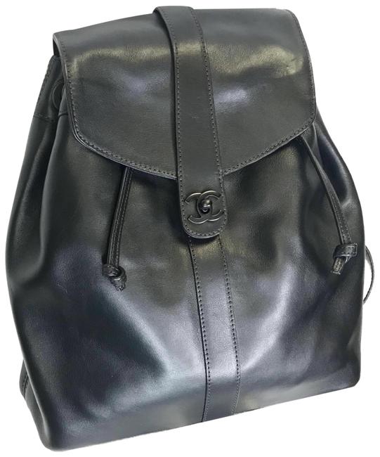 Chanel Drawstring Brown Lambskin Leather Backpack