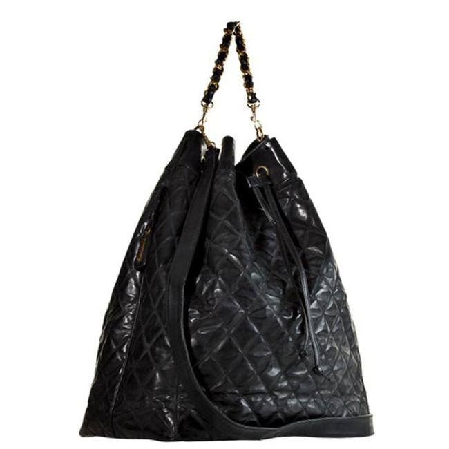 Chanel Drawstring Bag Vintage Cream White Rare Black Pvc Backpack