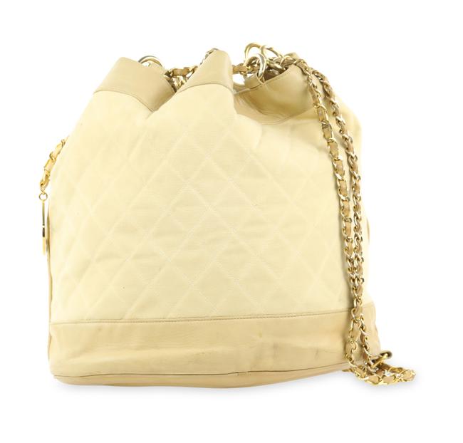 Chanel Drawstring Bucket Beige Canvas Backpack