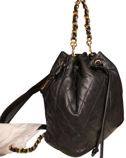 Chanel Drawstring Extremely Rare Handbag Black Caviar Backpack