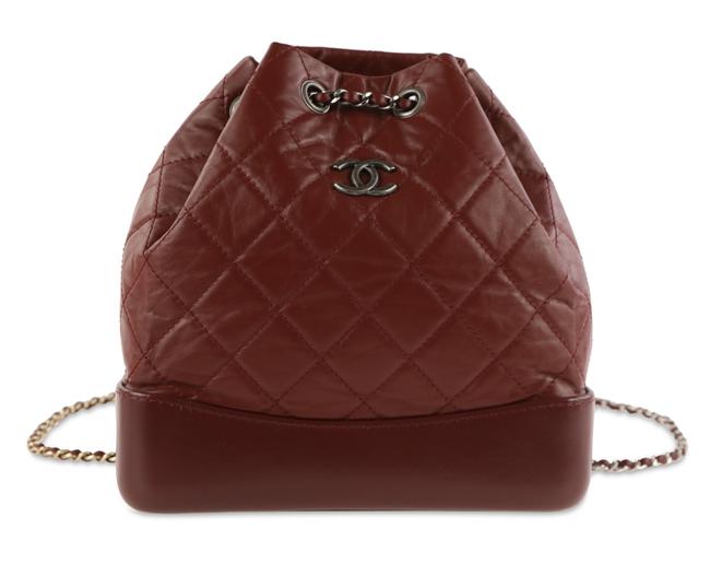 Chanel Drawstring Gabrielle Small Red Leather Backpack