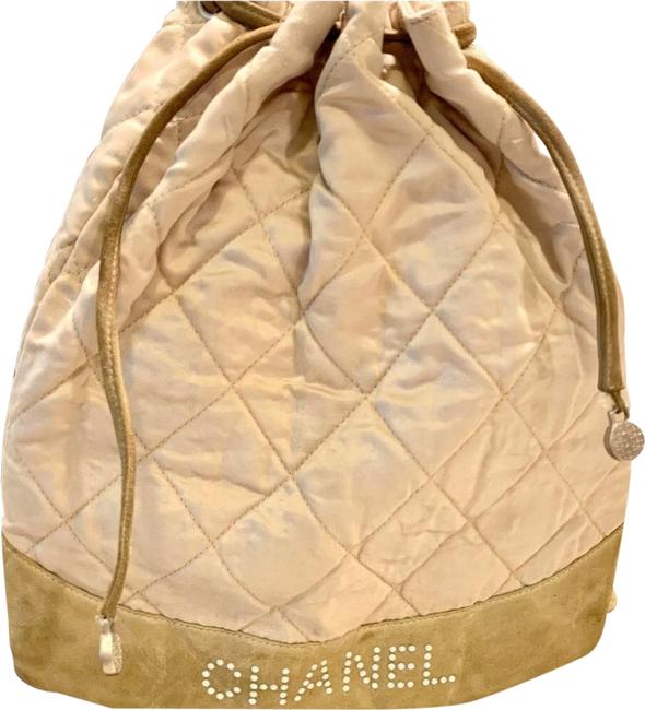 Chanel Drawstring Quilted Medium Pinksatin Pink Suede Backpack