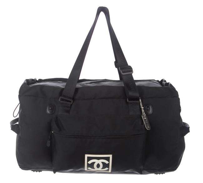 Chanel Duffle Cc Sport Line Black Nylon WeekendTravel Bag