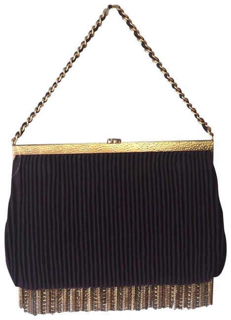 Chanel Evening Bag Pleated Chain Plum Baguette