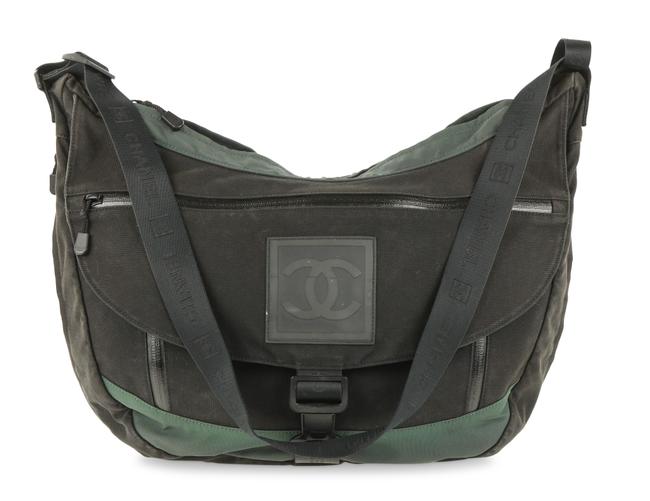 Chanel Extra Large Black Canvas Messenger Bag