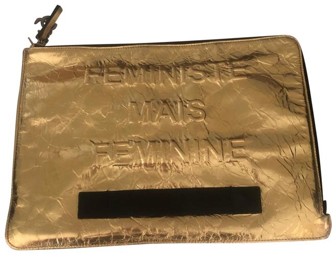 Chanel Feministe Mais Feminine Gold Leather Wristlet