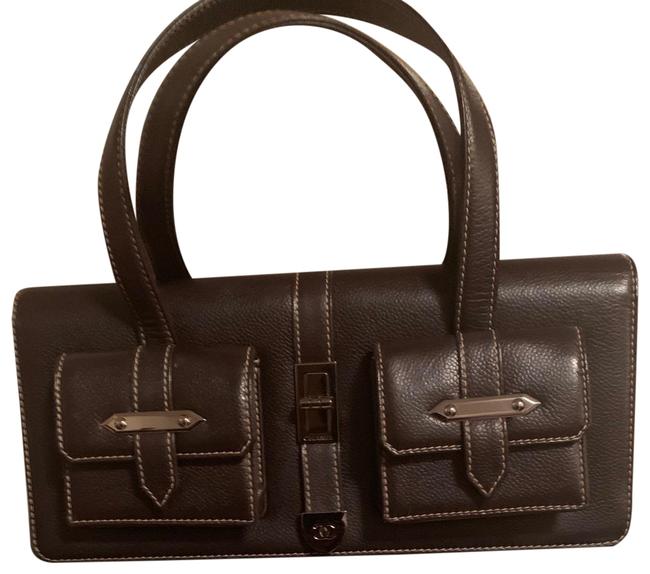 Chanel Flap Bag with Top Handle Day Brown Leather Baguette