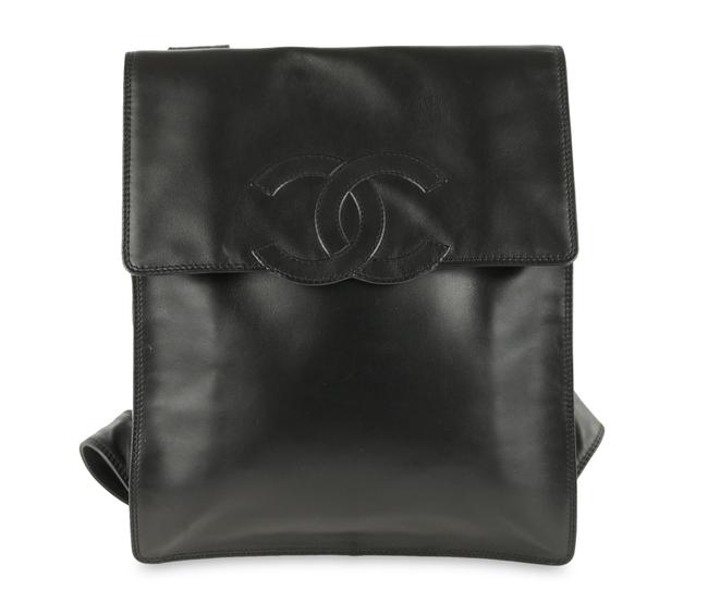 Chanel Flap Cc Black Lambskin Leather Backpack
