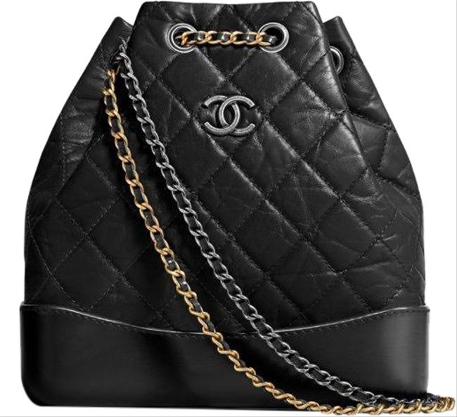 Chanel Gabrielle Aged Calfskin Quilted Small Black Backpack