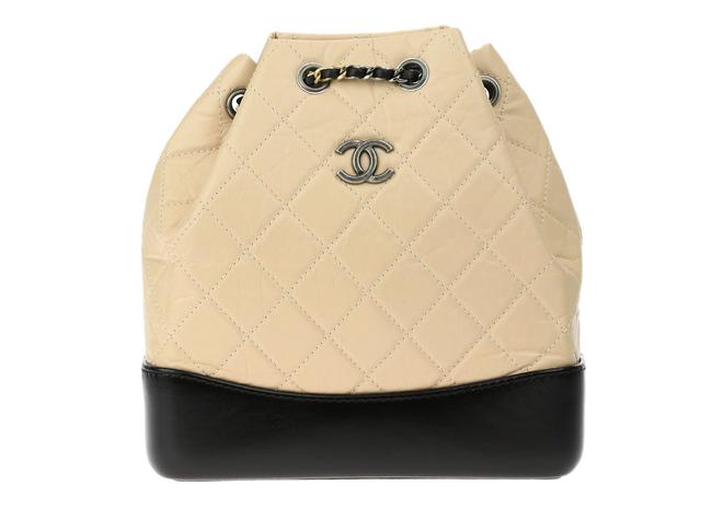 Chanel Gabrielle Beige Calfskin Leather Backpack