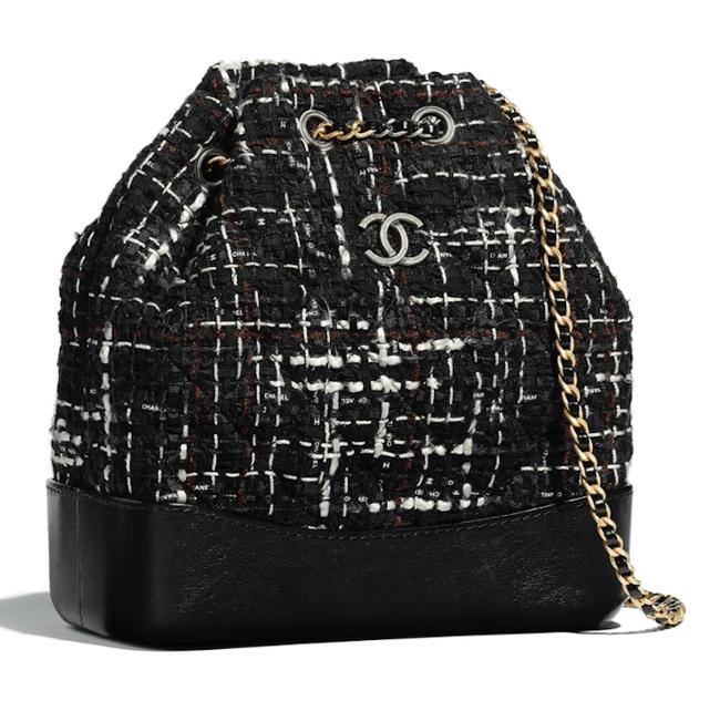 Chanel Gabrielle Black Navy BrownEcru TweedCalfskin Backpack
