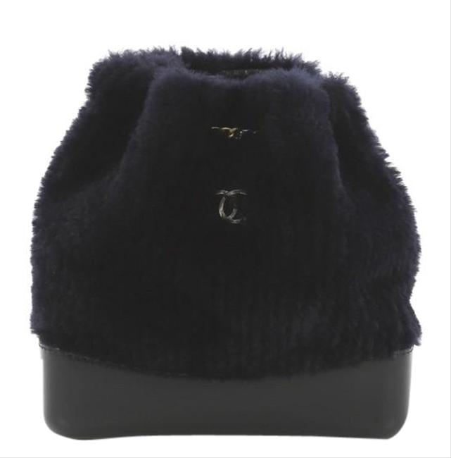 Chanel Gabrielle Shearling Small Navy Leather Backpack