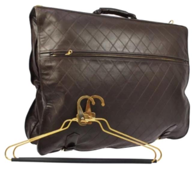 Chanel Garment + Hangers Brown Quilted Lambskin Leather WeekendTravel Bag