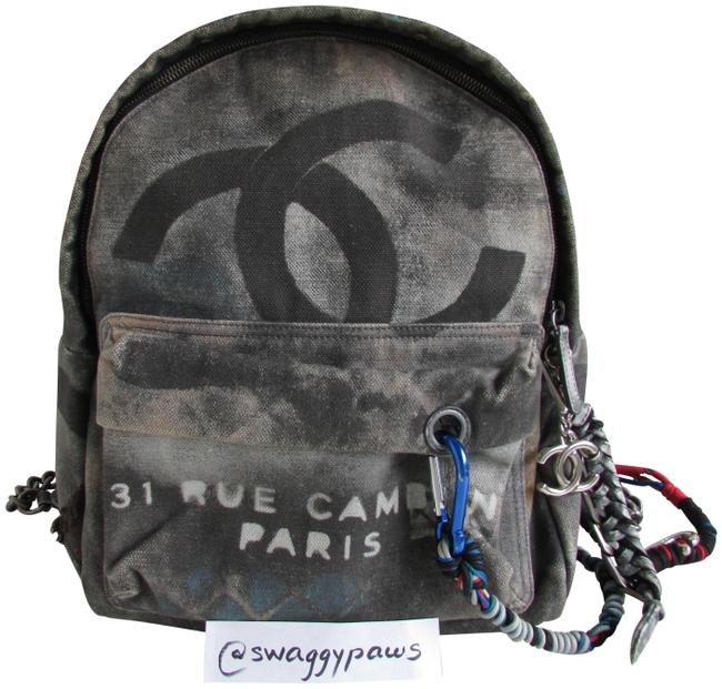 Chanel Graffiti Print Black Multi Canvas Backpack