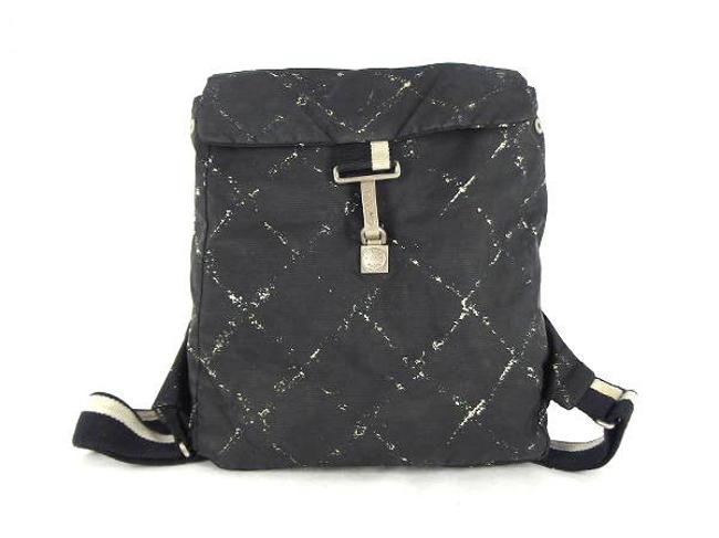 Chanel Graffiti Quilted 216167 Black Nylon Backpack