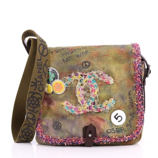 Chanel Graffiti On The Pavements Small Green Canvas Messenger Bag