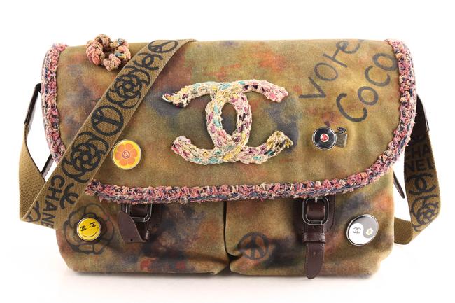 Chanel Graffiti On The Pavement Limited Edition Khaki Canvas Messenger Bag