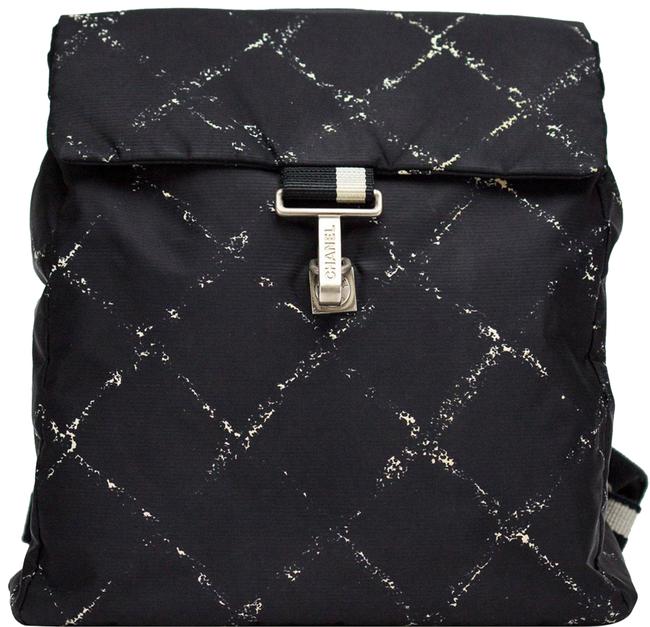 Chanel Graphic Stitched Black Nylon Backpack