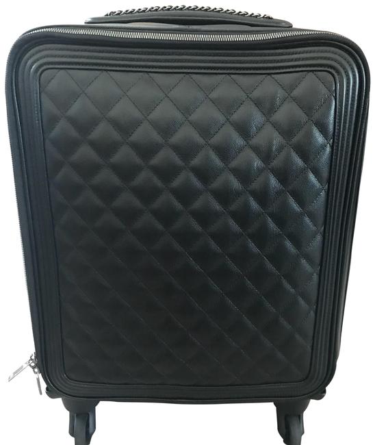 Chanel Gunmetal Carry on Black Calfskin Leather WeekendTravel Bag