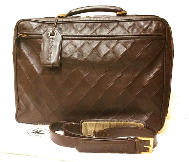 Chanel Handcarry Luggage Brown Leather WeekendTravel Bag