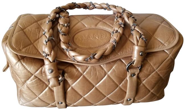 Chanel Hobo Handbag Duffle Gold Calfskin Leather WeekendTravel Bag