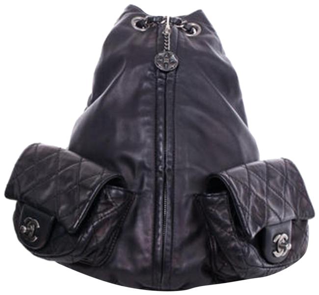 Chanel Is Black Atropurpureus Lambskin Leather Backpack