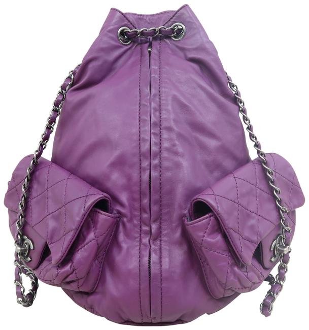 Chanel Is Black Leather Dark Purple Calfskin Backpack