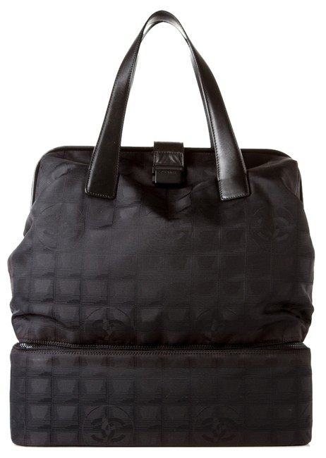 Chanel Jacquard Black Nylon WeekendTravel Bag