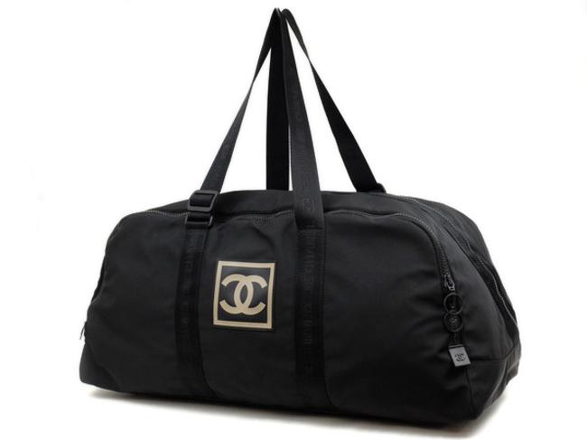 Chanel Duffle Jumbo Cc 221180 Black Nylon WeekendTravel Bag