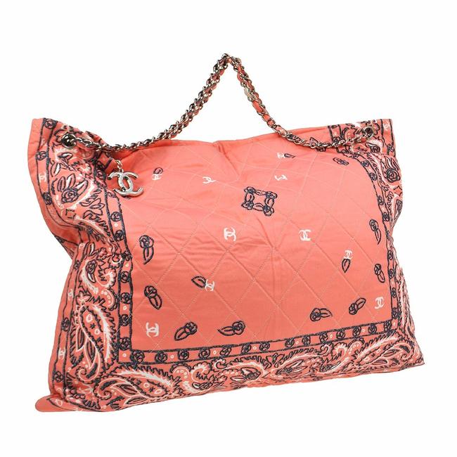 Chanel Shoulder Jumbo Quilted Pink Cotton WeekendTravel Bag