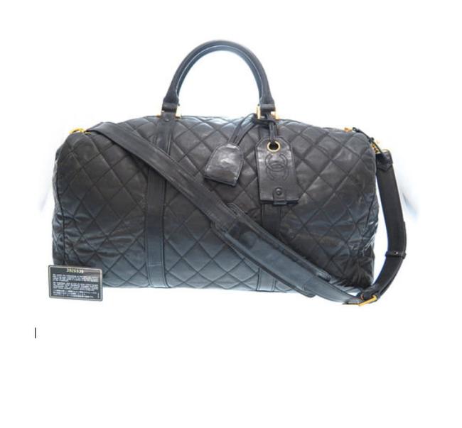 Chanel Keepall Black Vinyl WeekendTravel Bag