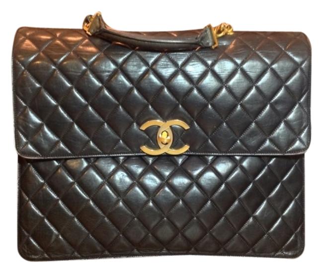 Chanel Lambskin Leather Briefcase Business Laptop Bag