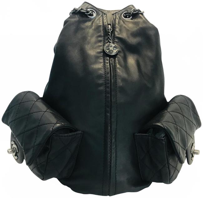 Chanel Large Is Black Leather Backpack