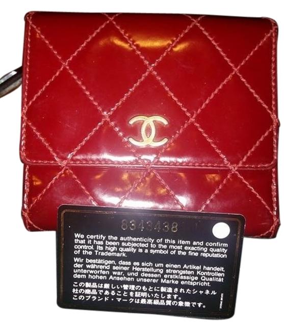 Chanel Leather Holder Dark Red Patent Wristlet