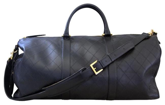 Chanel Leather Quilted Boston No 3 Duffel Black Lambskin WeekendTravel Bag