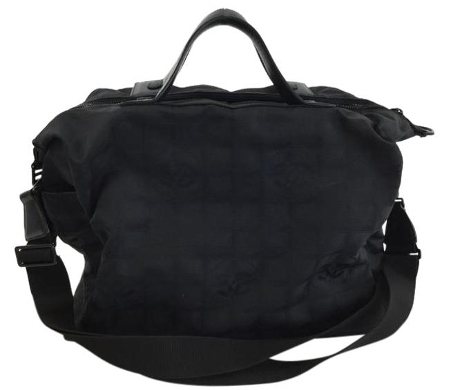 Chanel Logo Black Canvas WeekendTravel Bag