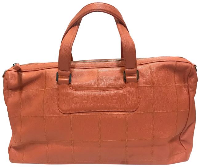 Chanel Logo Orange Leather WeekendTravel Bag