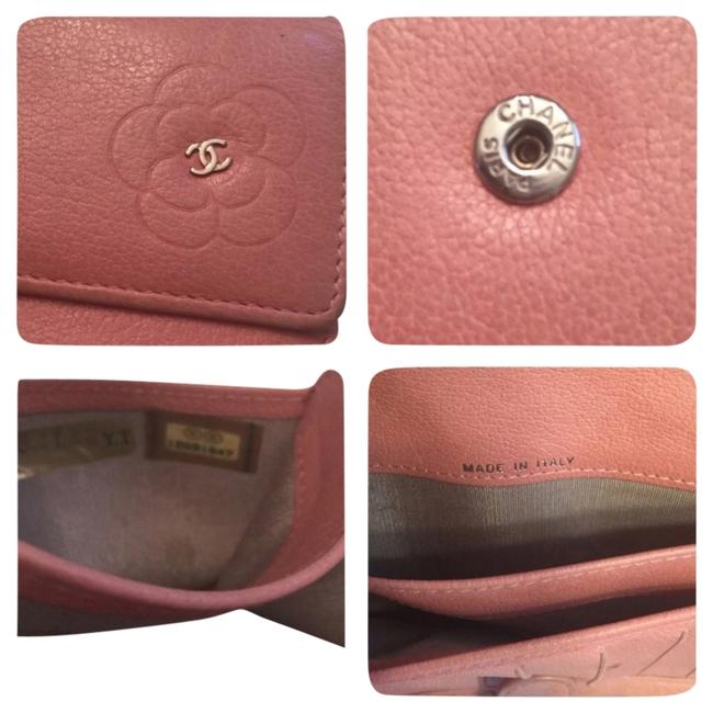 Chanel Long Bifold Wallet Camellia Design Light Pink Leather Wristlet