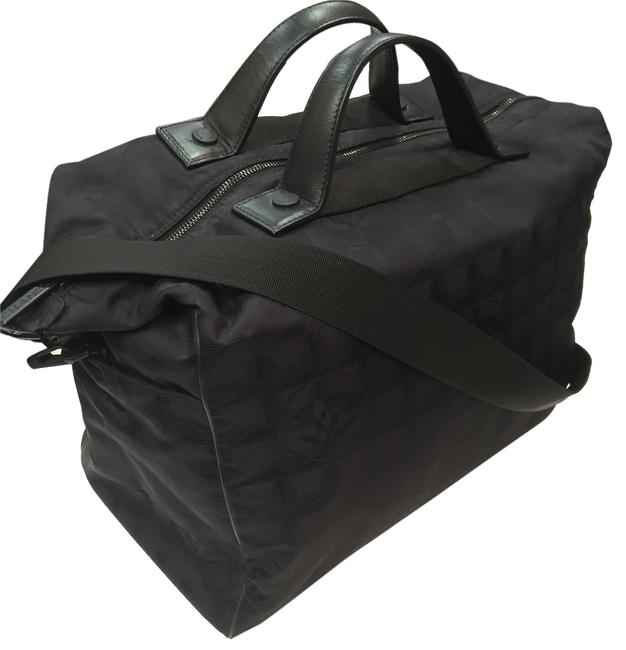 Chanel Luggage Carry Black Canvas WeekendTravel Bag