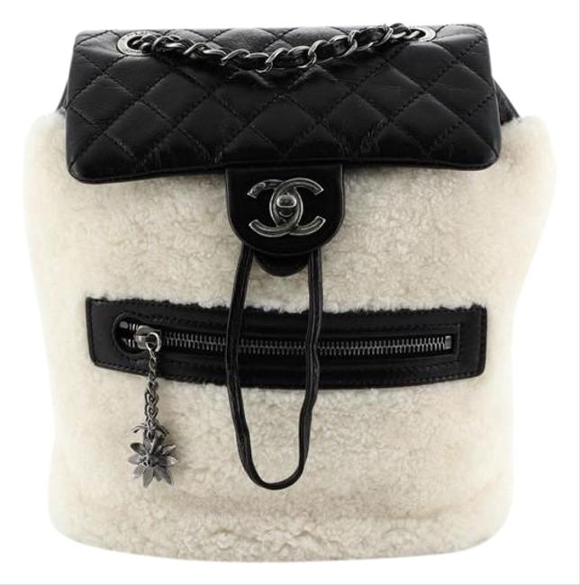 Chanel Mountain Quilted Calfskin Small Neutral Shearling Wool Backpack