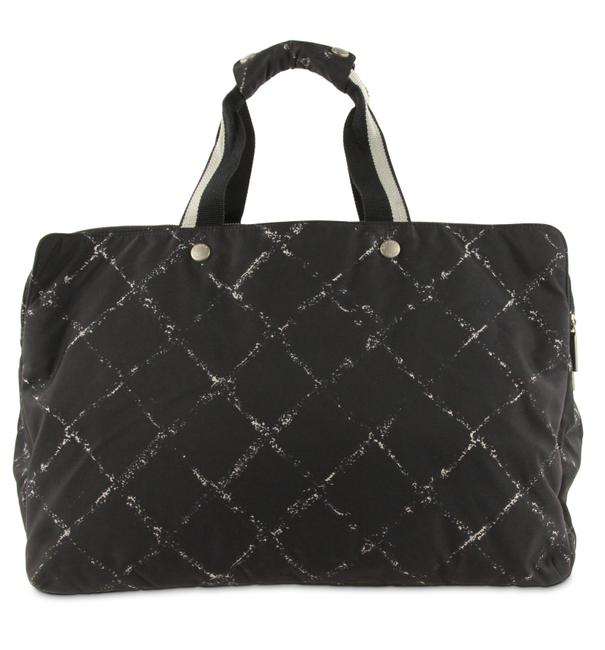 Chanel Old Line Luggage Black Canvas WeekendTravel Bag