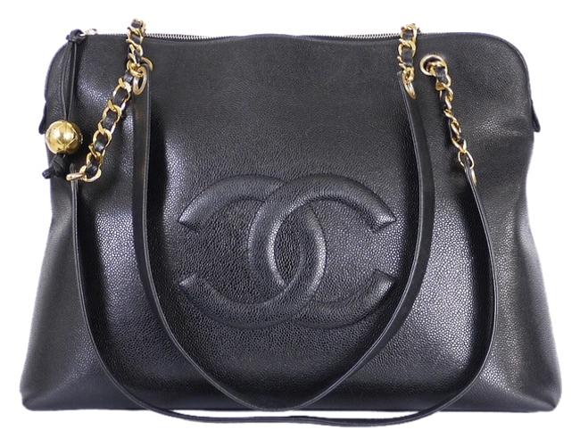 Chanel Shoulder Overnighter Jumbo Black Caviarskin WeekendTravel Bag