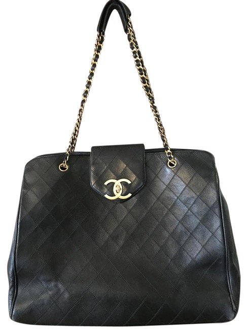 Chanel XL Overnighter Vintage Black Lambskin WeekendTravel Bag
